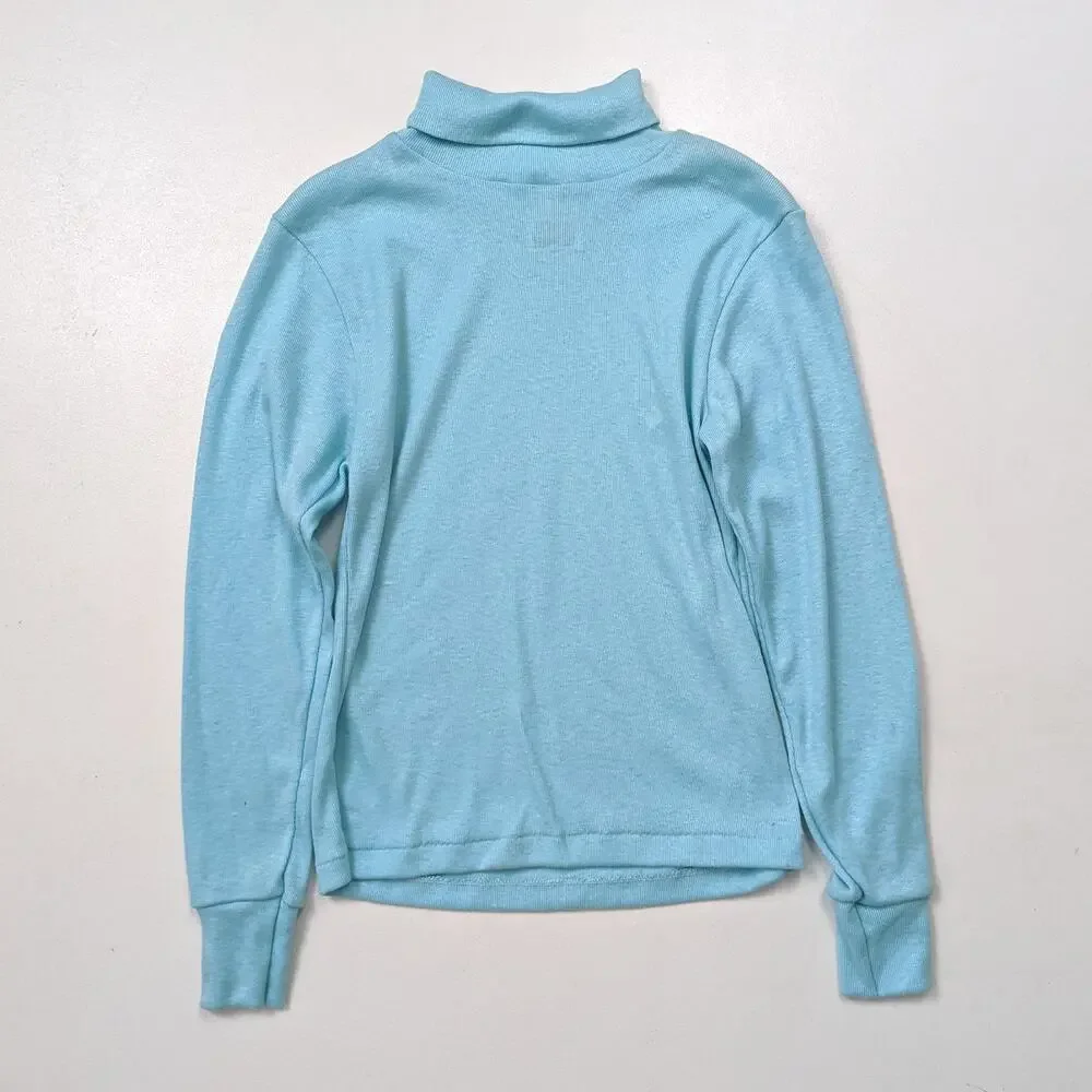 Vintage Dobie Turtleneck Shirt Unisex Kid Sz 5-6 Blue Long Sleeve Basic Layering